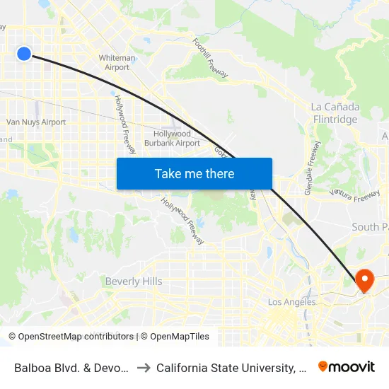 Balboa Blvd. & Devonshire St. to California State University, Los Angeles map