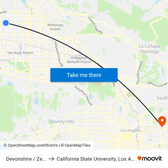 Devonshire / Zelzah to California State University, Los Angeles map
