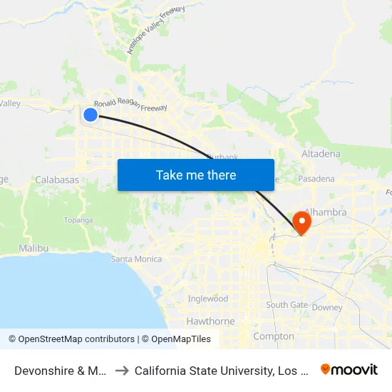 Devonshire & Mason to California State University, Los Angeles map