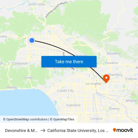 Devonshire & Mason to California State University, Los Angeles map