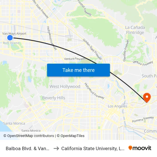Balboa Blvd. & Vanowen St. to California State University, Los Angeles map