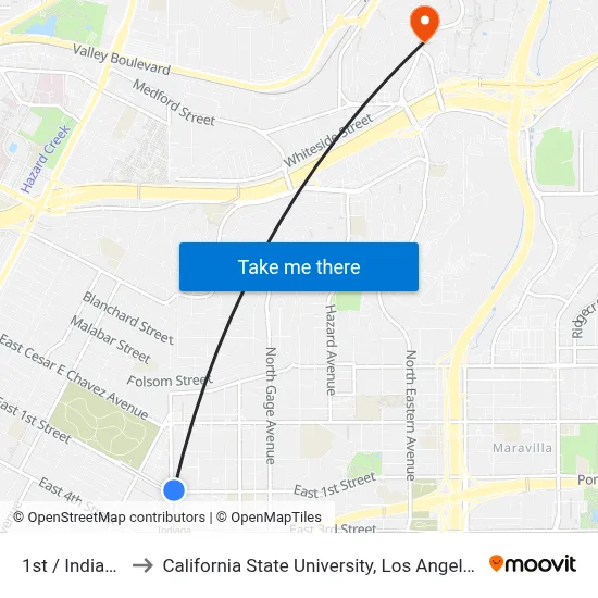 1st / Indiana to California State University, Los Angeles map
