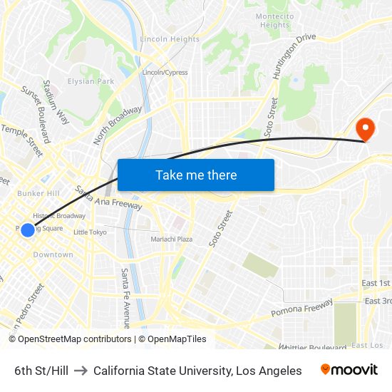 6th St/Hill to California State University, Los Angeles map