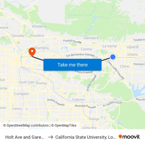 Holt Ave and Garey Ave W to California State University, Los Angeles map