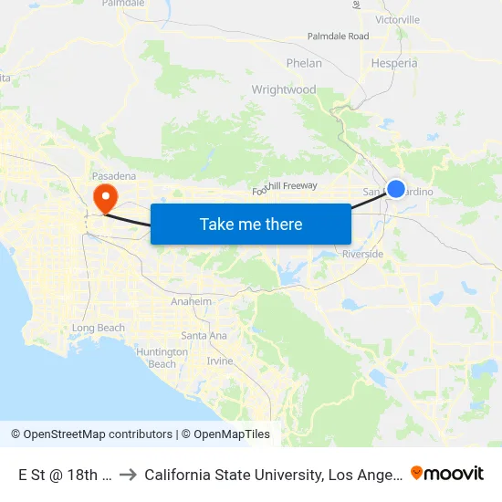E St @ 18th St to California State University, Los Angeles map