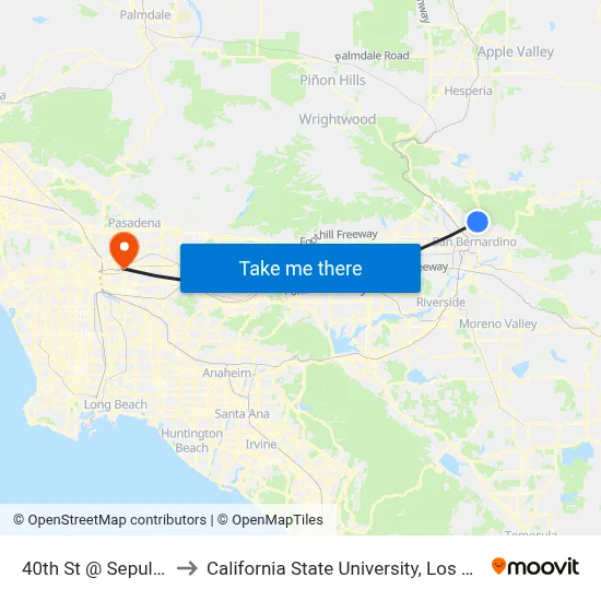 40th St @ Sepulveda to California State University, Los Angeles map