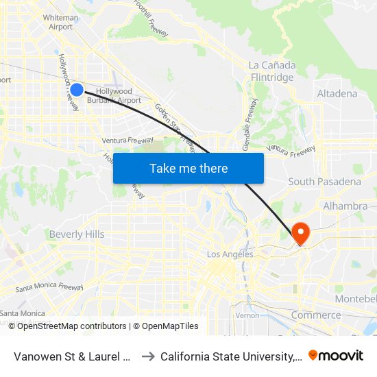 Vanowen St & Laurel Canyon Blvd to California State University, Los Angeles map