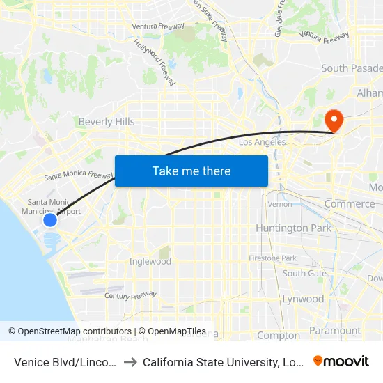 Venice Blvd/Lincoln Blvd to California State University, Los Angeles map