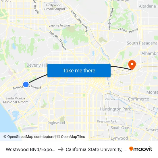 Westwood Blvd/Exposition Blvd to California State University, Los Angeles map