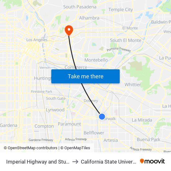 Imperial Highway and Studebaker Road-S/E to California State University, Los Angeles map