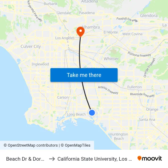 Beach Dr & Dorms N to California State University, Los Angeles map