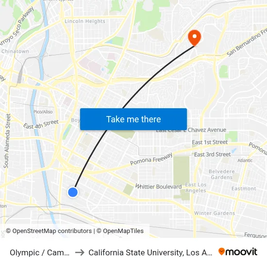 Olympic / Camulos to California State University, Los Angeles map