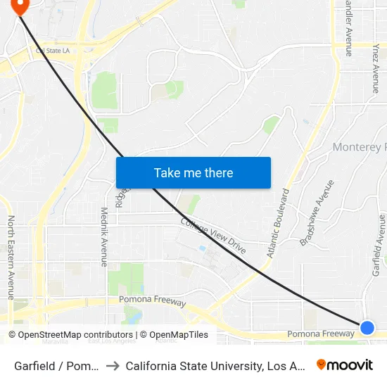 Garfield / Pomona to California State University, Los Angeles map