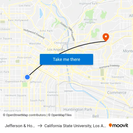 Jefferson & Hoover to California State University, Los Angeles map
