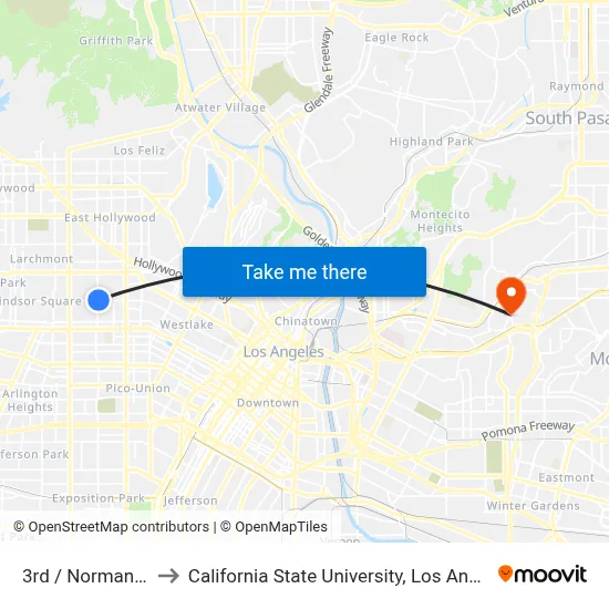 3rd / Normandie to California State University, Los Angeles map