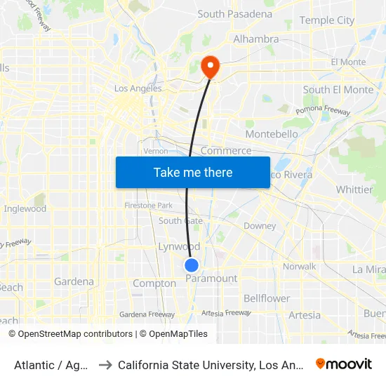 Atlantic / Agnes to California State University, Los Angeles map