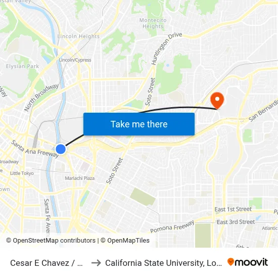 Cesar E Chavez / Mission to California State University, Los Angeles map