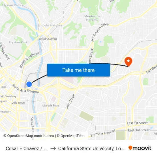 Cesar E Chavez / Vignes to California State University, Los Angeles map