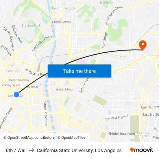 6th / Wall to California State University, Los Angeles map
