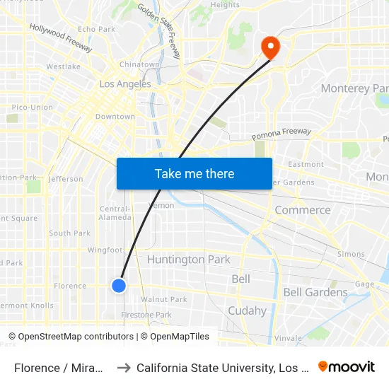 Florence / Miramonte to California State University, Los Angeles map
