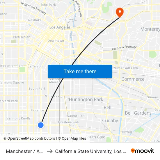 Manchester / Avalon to California State University, Los Angeles map