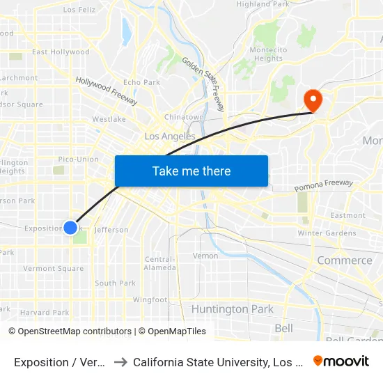 Exposition / Vermont to California State University, Los Angeles map