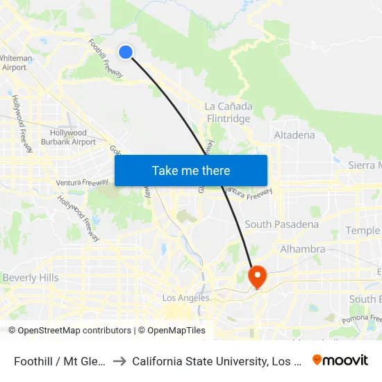 Foothill / Mt Gleason to California State University, Los Angeles map