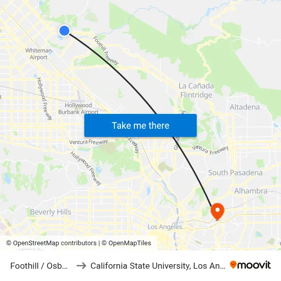 Foothill / Osborne to California State University, Los Angeles map