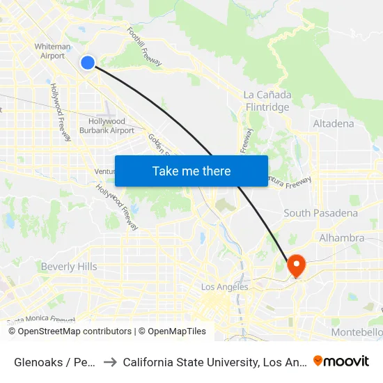 Glenoaks / Peoria to California State University, Los Angeles map