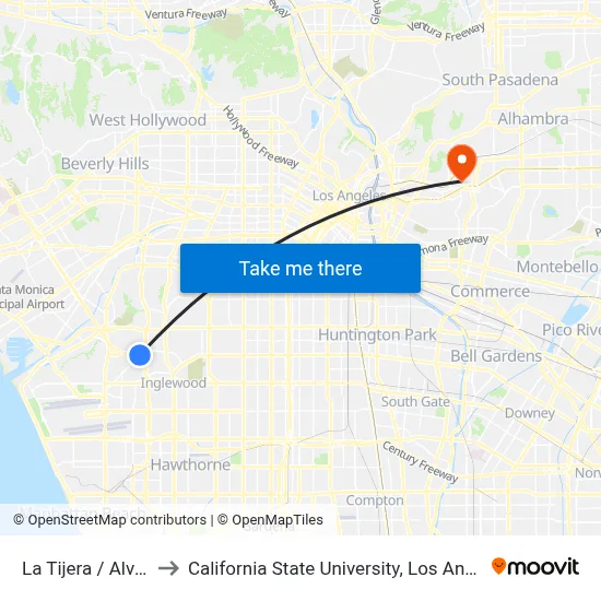 La Tijera / Alvern to California State University, Los Angeles map