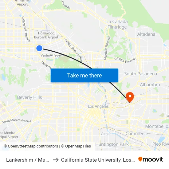 Lankershim / Magnolia to California State University, Los Angeles map