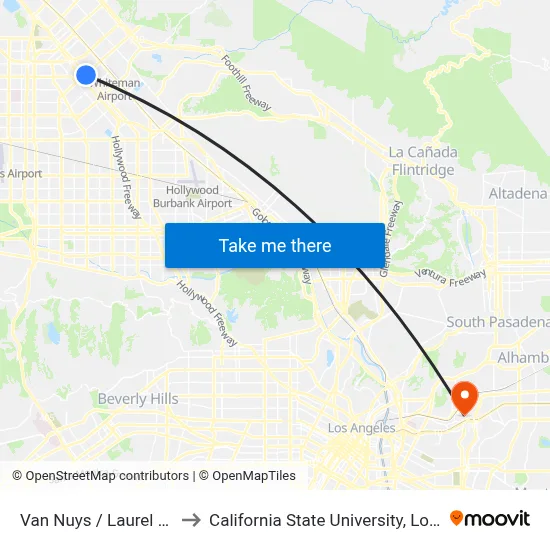 Van Nuys / Laurel Canyon to California State University, Los Angeles map