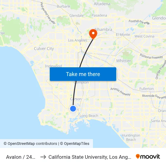 Avalon / 246th to California State University, Los Angeles map