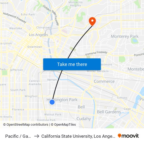 Pacific / Gage to California State University, Los Angeles map