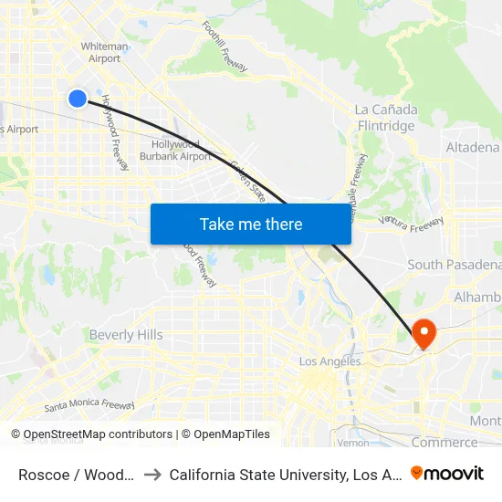 Roscoe / Woodman to California State University, Los Angeles map