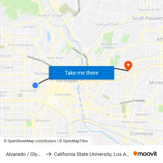 Alvarado / Olympic to California State University, Los Angeles map
