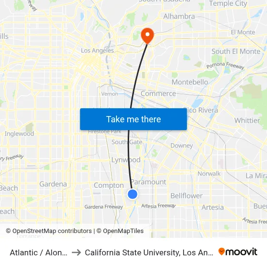 Atlantic / Alondra to California State University, Los Angeles map