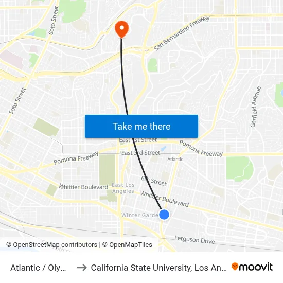 Atlantic / Olympic to California State University, Los Angeles map