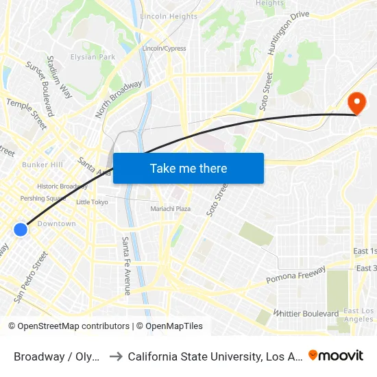 Broadway / Olympic to California State University, Los Angeles map