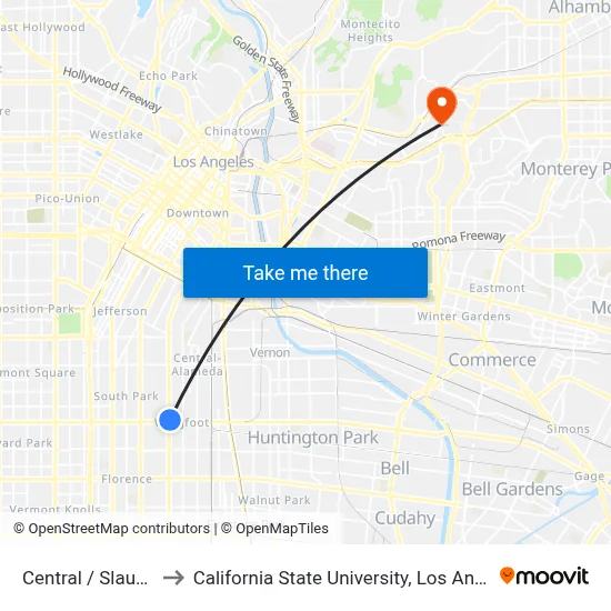 Central / Slauson to California State University, Los Angeles map