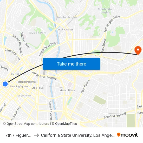 7th / Figueroa to California State University, Los Angeles map