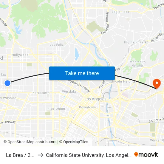 La Brea / 2nd to California State University, Los Angeles map