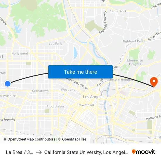 La Brea / 3rd to California State University, Los Angeles map