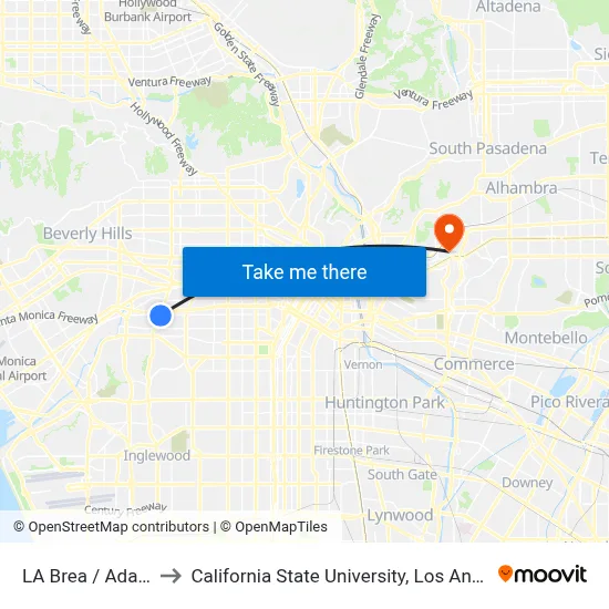 LA Brea / Adams to California State University, Los Angeles map