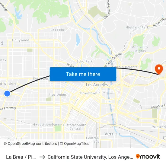 La Brea / Pico to California State University, Los Angeles map