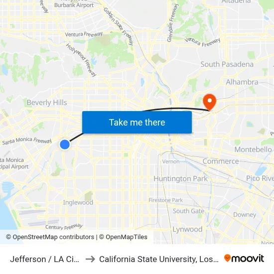 Jefferson / LA Cienega to California State University, Los Angeles map