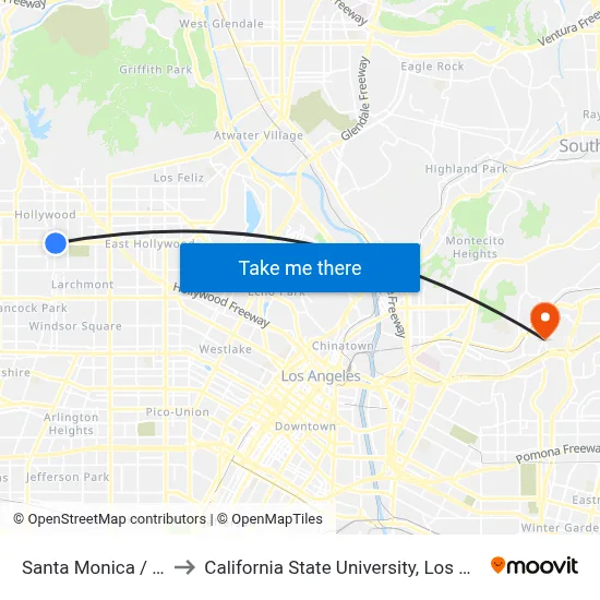 Santa Monica / Vine to California State University, Los Angeles map