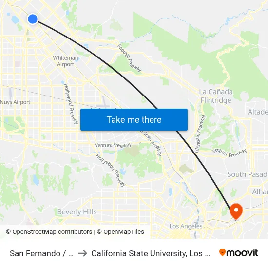 San Fernando / Polk to California State University, Los Angeles map