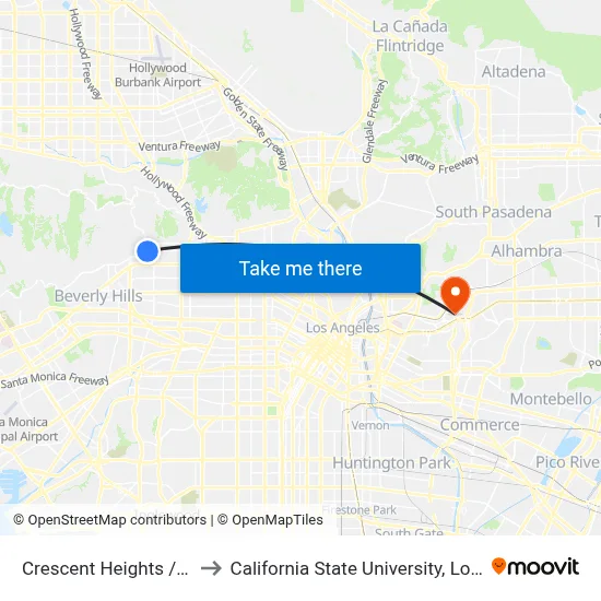 Crescent Heights / Sunset to California State University, Los Angeles map