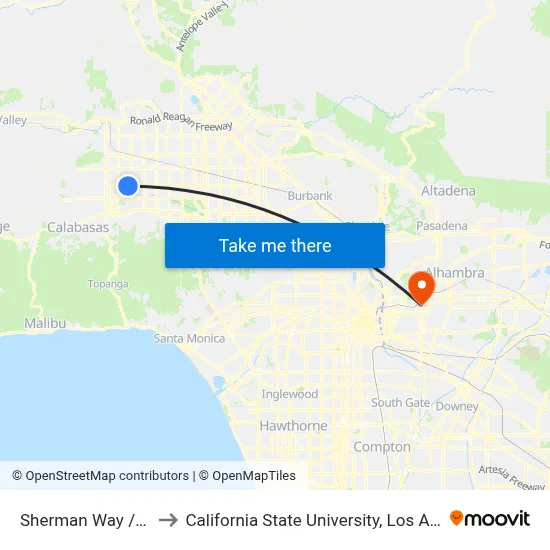 Sherman Way / Oso to California State University, Los Angeles map